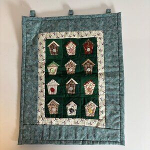 Handmade Quilted Wall Hanging Birdhouses with Buttons Cottagecore 11.25 x 14.5in